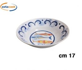 INSALATIERA IN MELAMINA DECORO PESCI D 17 CM