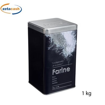 CONTENITORE LATTA PORTAFARINA 1KG NERO CON COPERCHIO