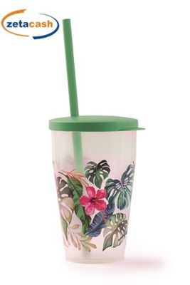 Bicchiere con cannuccia Hawaii Verde 000855