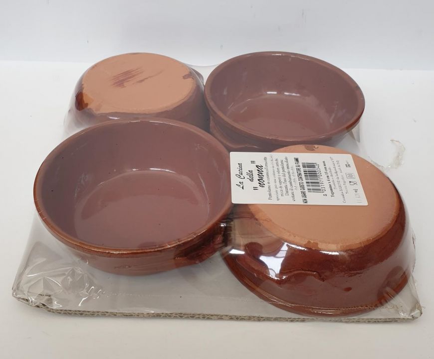 TEGAMINI IN TERRACOTTA 4 PEZZI DIAM 15 CM