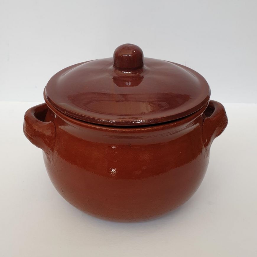 PENTOLA BOMBATA TERRACOTTA CM 18 CON COPERCHIO