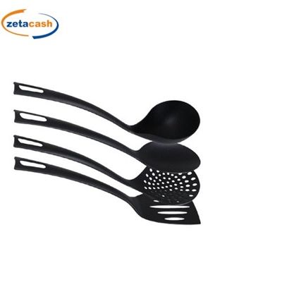 UTENSILI DA CUCINA IN NYLON NERI 4 PEZZI QUITTIN