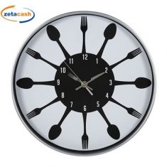 Orologio da Parete Cucina in Plastica con Mestoli Silenzioso 44 cm 2 Colori