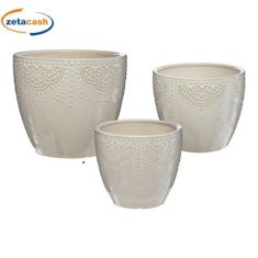 Vaso Portafiori moderno schiacciato sopramobili ceramica bianco e oro  ST292921