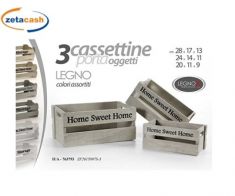 CASSETTE 3 PEZZI IN LEGNO HOME SWEET HOME 27 23 19