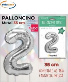 PALLONCINO NUMERO 2 GONFIABILE ELIO ARGENTO 35 CM