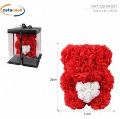 Orso di Rose Rosse con Fiocco 35cm San Valentino