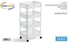 9209 - Carrello in Plastica Portafrutta 4 Ripiani Con Cestini