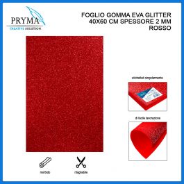 GOMMA EVA FOGLIO ROSSO GLITTER 40 X 60 CM